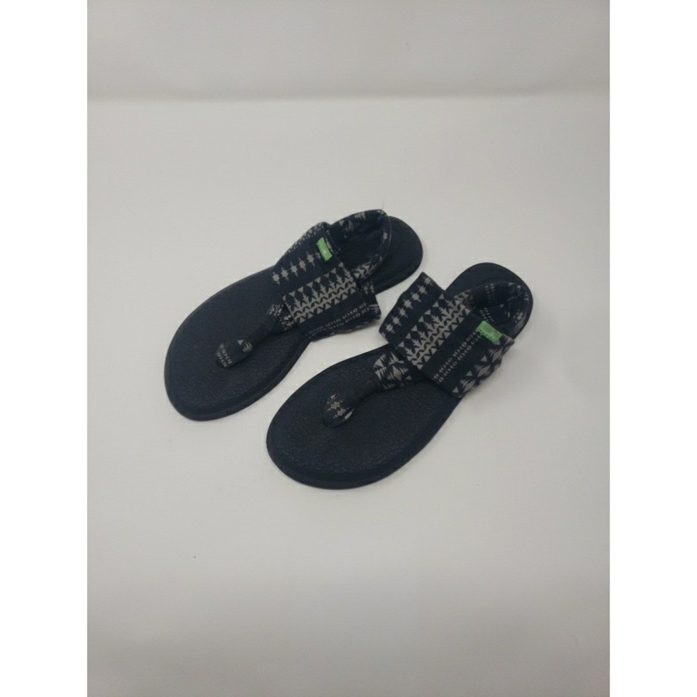 Sanuk Women's Yoga Mat Sandals used size 7 Gray black striped